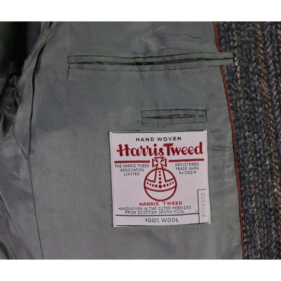 Harris Tweed JG Hook Vintage Blue/Gray Striped Heavy Scottish Wool Blazer 40R - Picture 7 of 9